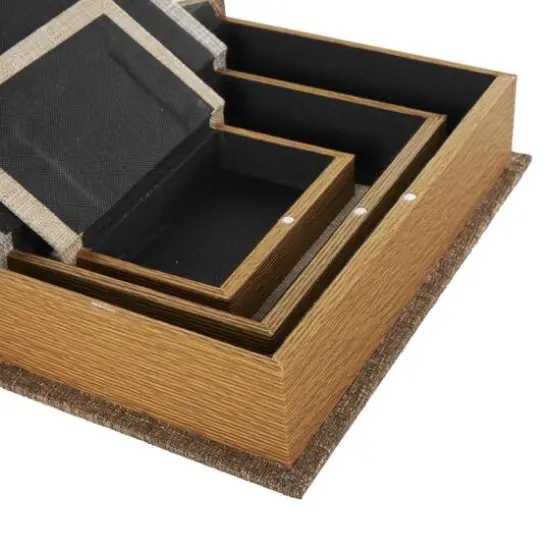 Multicolor Faux Book Storage Decorative Box with Gold Paper Detailed Edges Set {5}