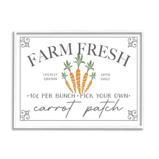 Stupell Industries Farm Fresh Carrot Patch Seasonal Springtime Vegetables Framed Giclee Art White {1}