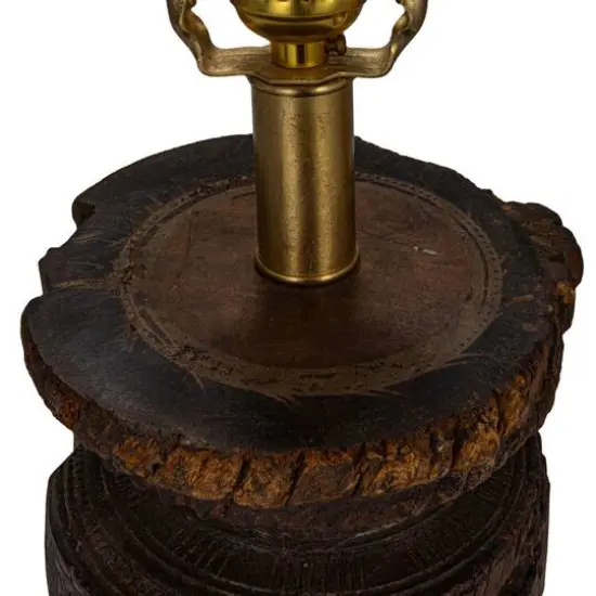 Hello Honey&reg; 24" Natural & Gold Colored Reclaimed Wood Table Lamp with Jute Shade {8}