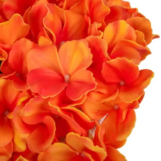 10" Hydrangea Bouquet in Natural Basket Orange {5}