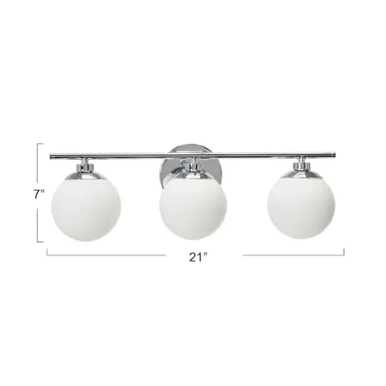 Hello Honey® Robert Stevenson Lighting Lorne Metal & Frosted Glass 3-Light Vanity Chrome {5}