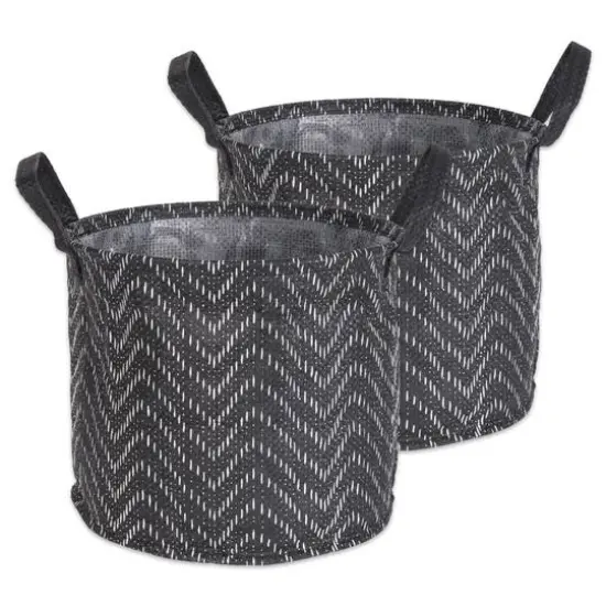 DII&reg; Small Round Black & White Tribal Chevron PE-Coated Woven Paper Laundry Bin, 2ct. {7}