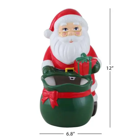 12" Ceramic Musical Santa Bag Candy Bowl {4}