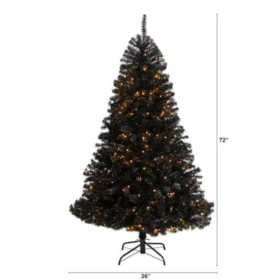 6ft. Pre-Lit Black Artificial Christmas Tree, Clear LED Lights {8}