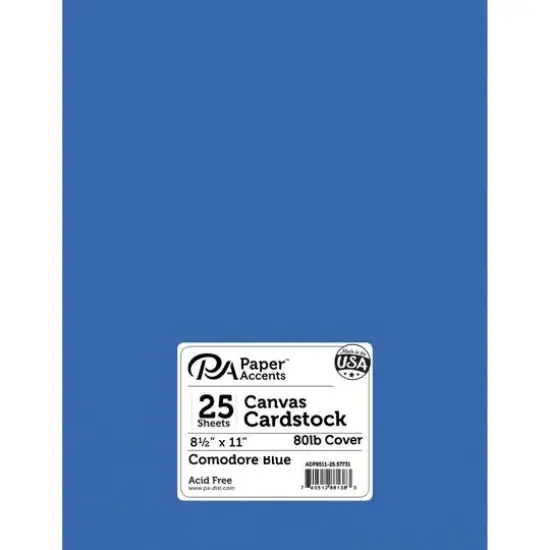 PA Paper&trade; Accents 8.5" x 11" 80lb. Canvas Cardstock Paper, 25 Sheets Commodore Blue {1}