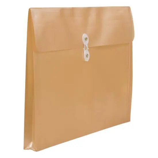 JAM Paper 9.75" x 14.5" Button & String Tie Closure Plastic Envelopes, 12ct. Gold {5}
