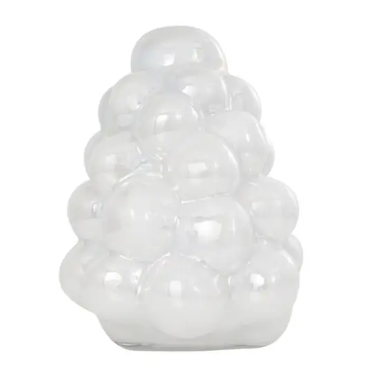 12" Clear Abstract Handmade Bubble Glass Vase {5}