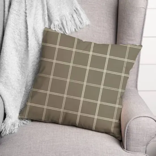 Taupe & White Check Throw Pillow {4}