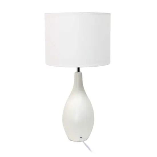 Simple Designs Oval Bowling Pin Base Ceramic Table Lamp Off White {6}