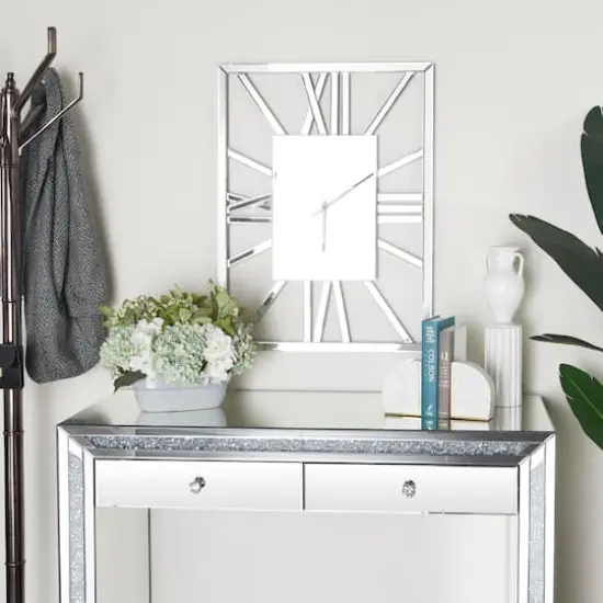 Silver MDF Glam Wall Clock, 32" x 2" x 24" {8}