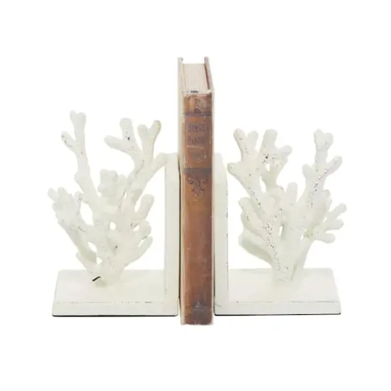 7" Coral Metal Bookend Set White {1}