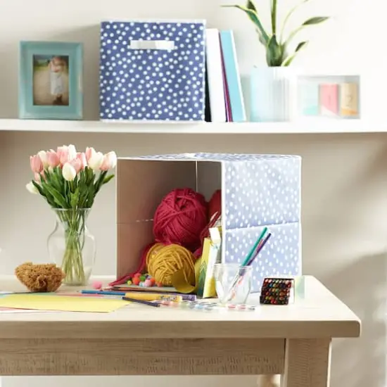 DII&reg; 13" French Blue & White Dots Storage Cube, 2ct. {4}