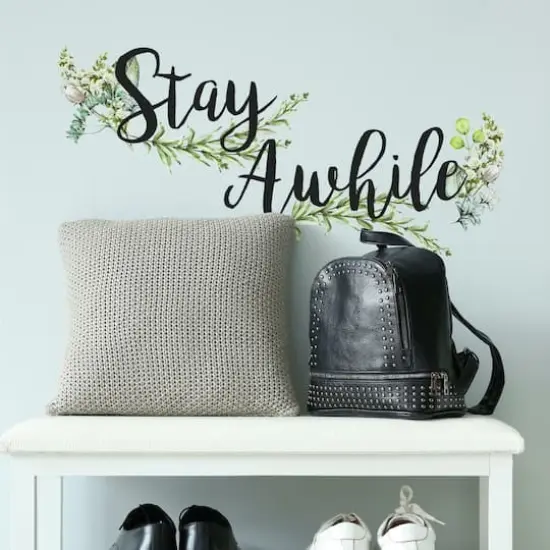 RoomMates Stay Awhile Quote Peel & Stick Wall Decals {4}