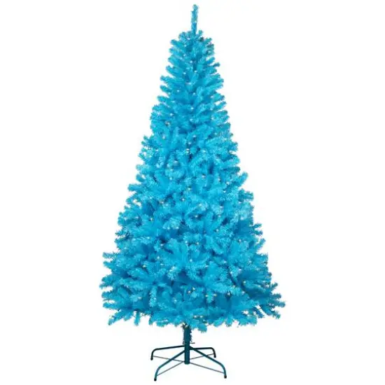 7ft. Pre-Lit Medium Sky Blue Pine Artificial Christmas Tree, Clear Lights {1}