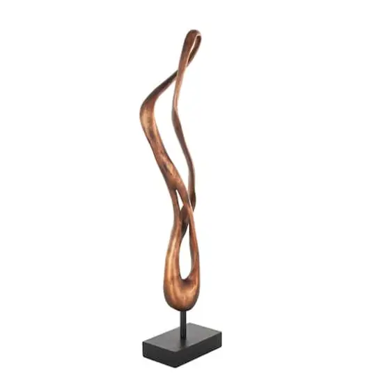 27.5" Bronze Polystone Abstract Decorative Sculpture with Rectangle Black Base {3}