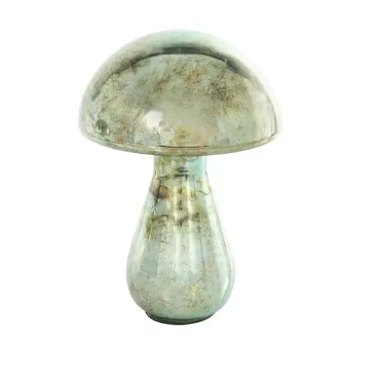 Green Glass Mushroom Sculpture Set {5}