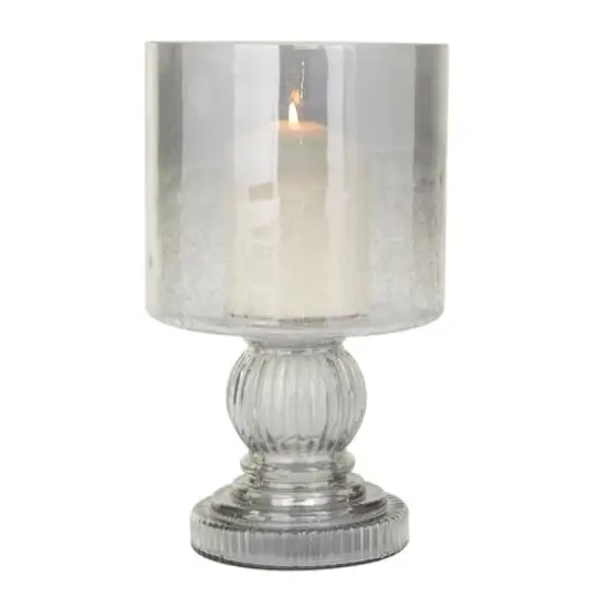 Black Glass Traditional Candle Holder, 10" x 6" x 6" {1}