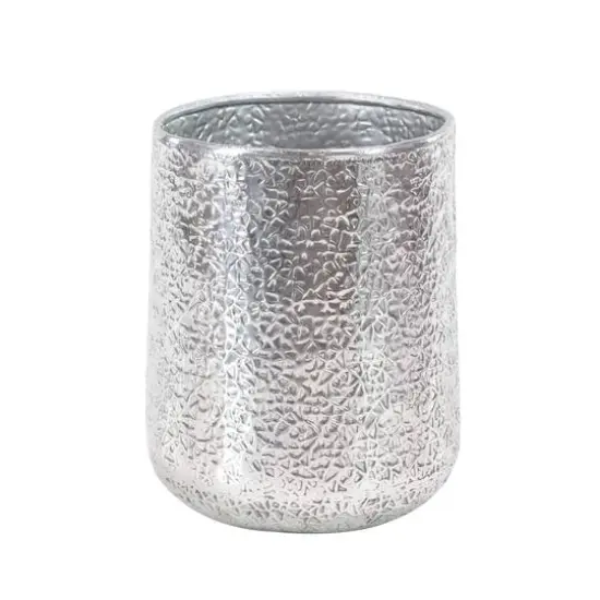Set of 3 Silver Aluminum Glam Planter, 12", 16", 20" {3}