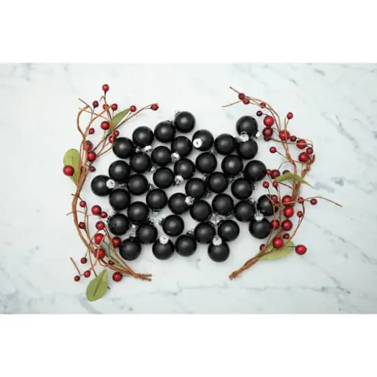 Whitehurst 40ct. 1.25" Glossy Glass Ball Ornaments Black Shiny {4}