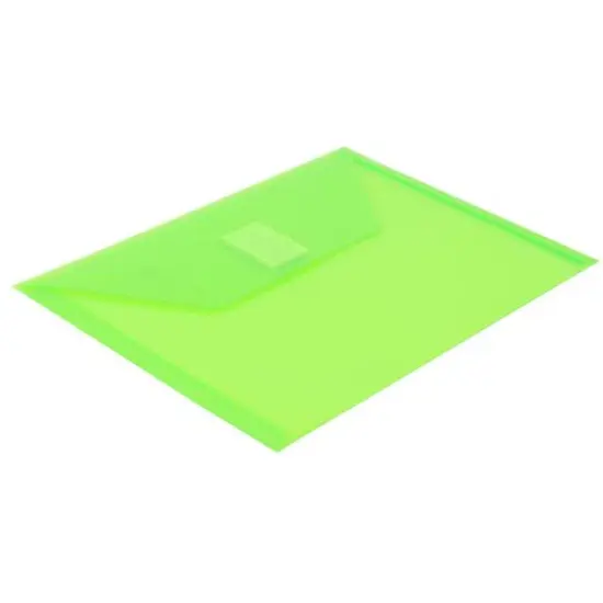JAM Paper 5.5" x 7.5" Plastic Hook & Loop Closure Envelopes, 12ct. Lime Green {4}