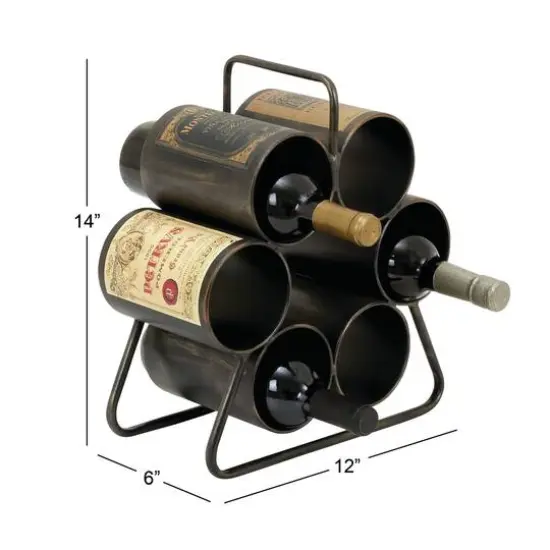 14" Black Metal Industrial Wine Holder Rack {9}