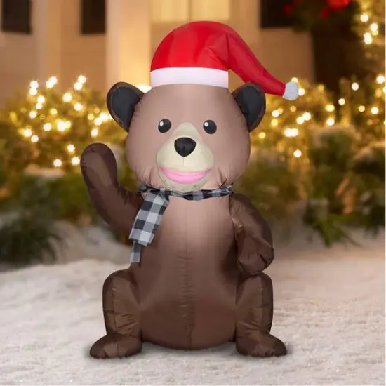 3.5ft. Airblown&reg; Inflatable Christmas Baby Woodland Black Bear {4}