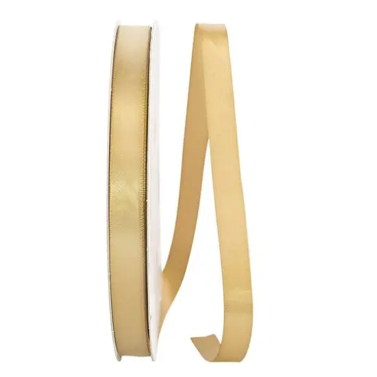 JAM Paper 5/8" x 100yd. Double Face Satin Ribbon Antique Gold {1}