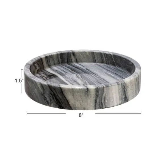 Hello Honey&reg; 8" Carved Marble Tray Gray {4}
