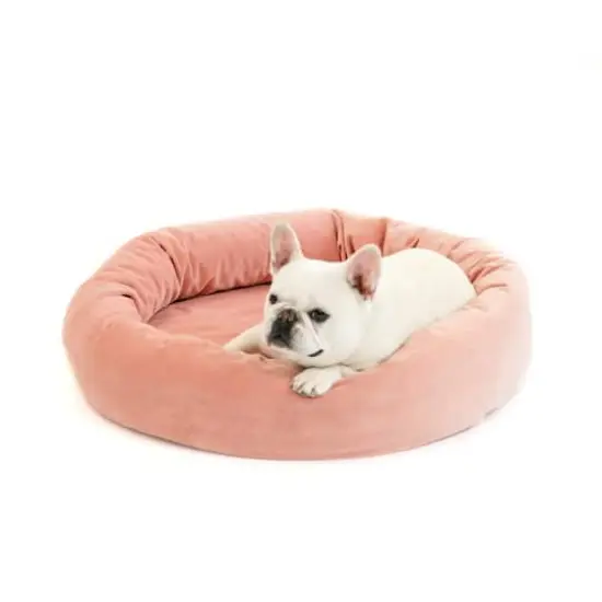 Royal Pet Bed Small Washable Luxury Velvet Dog Bed Blush {1}