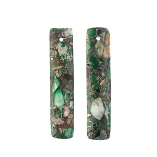 John Bead Earth&rsquo;s Jewels Synthetic Imperial Jasper Rectangle Pendant Slices, 2ct. Green {3}