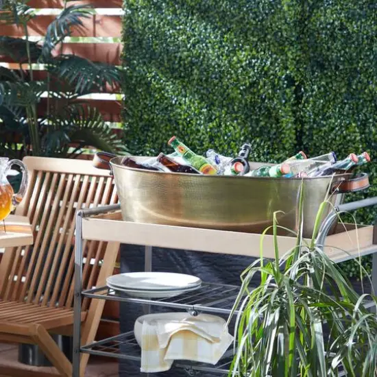 31" Bronze Metal Contemporary Wine Holder Bucket {7}