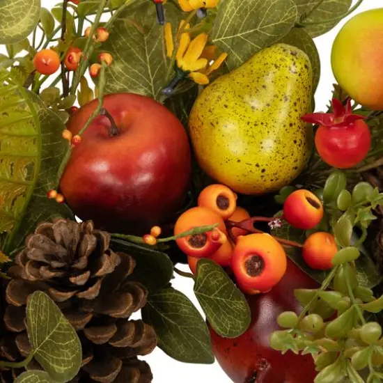 26" Apples, Pears & Pinecones Fall Harvest Wreath {7}
