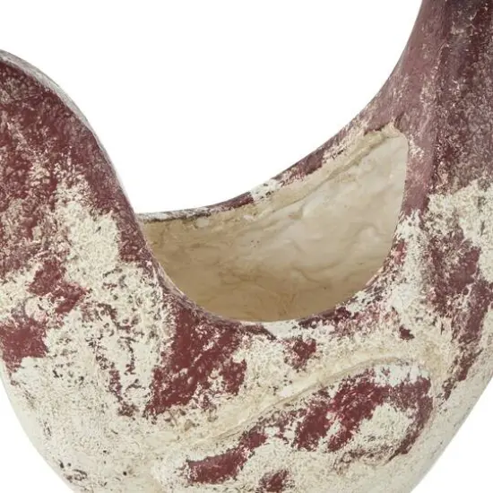 14" White & Rust Colored Rooster Planter {6}