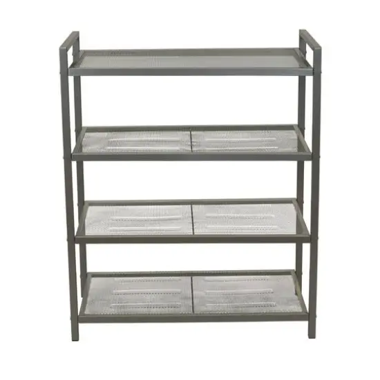 Household Essentials 32" 4-Tier Metal Shoe Rack Silver {6}
