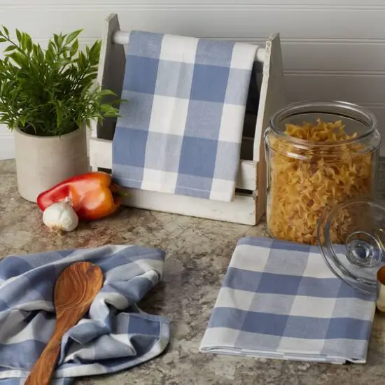 DII&reg; Stonewash Blue Buffalo Check Dish Towels, 3ct. {3}