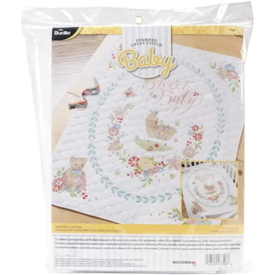Bucilla&reg; Sweet Baby Stamped Cross Stitch Crib Cover Kit {1}