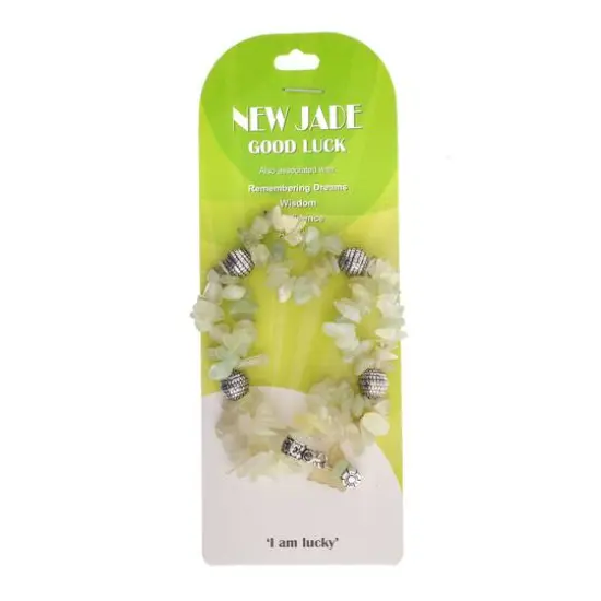 John Bead New Jade Light Green Natural Stone 2-Strand Bracelet with Butterfly Charm {5}