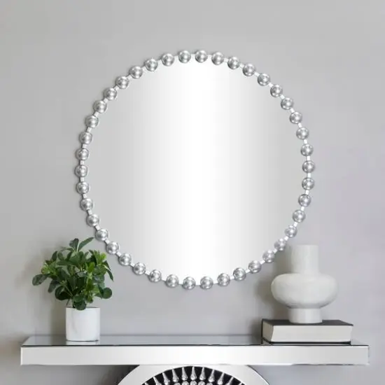 CosmoLiving by Cosmopolitan Silver Metal Orb Framed Wall Mirror 36" x 2" x 36" {7}