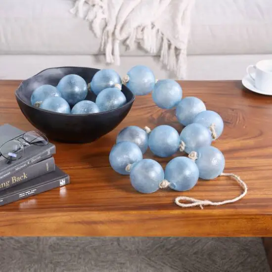 8ft. Extra Long Handmade Glass Beaded Garland with Tassels Blue {3}