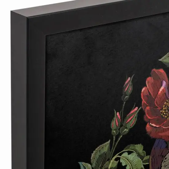 Skull with Floral Crown Black Framed Canvas Wall Art {3}