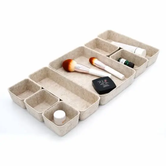 Welaxy Felt 8 Piece Drawer Organizer Tray Set Oatmeal {5}
