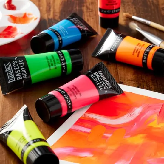 Liquitex&reg; BASICS&trade; Fluorescent 6 Color Acrylic Paint Set {3}