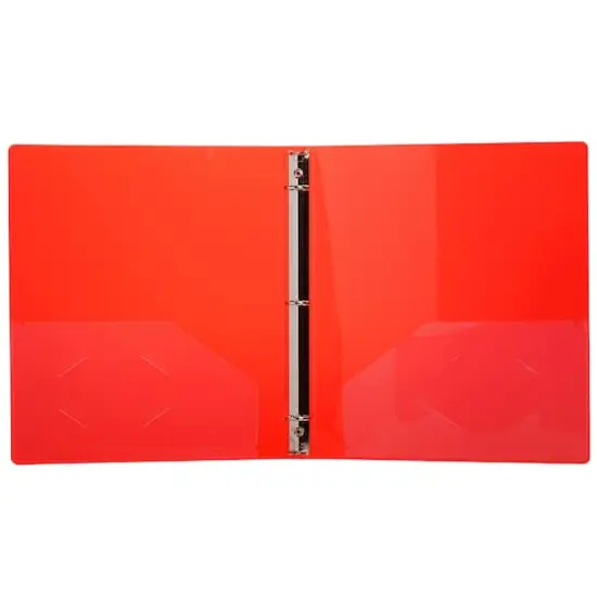 JAM Paper 0.75" Red Glass Twill Plastic 3-Ring Binder {5}