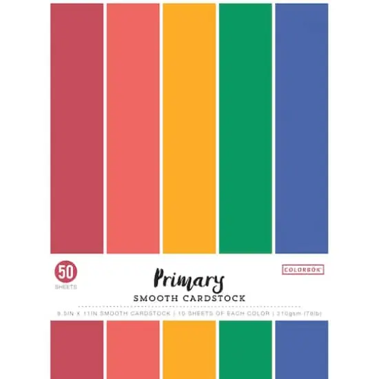 Colorbok&reg; Primary 8.5" x 11" Cardstock Paper, 50 Sheets {1}