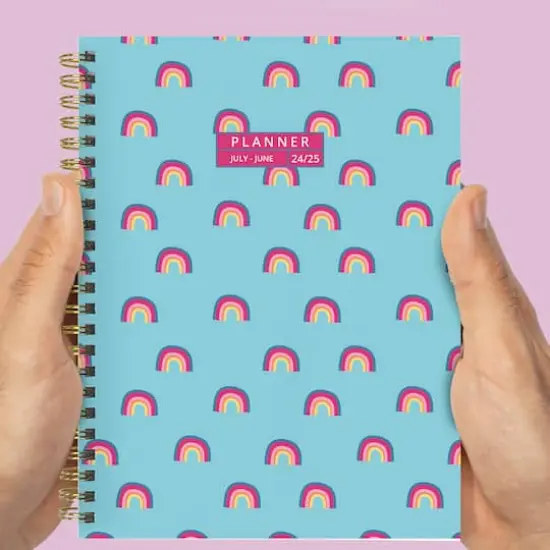 TF Publishing 2024 - 2025 Blue Sky Rainbows Medium Spiral Planner {8}