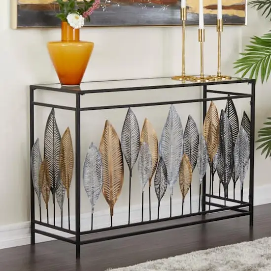 Black Metal Contemporary Console Table, 30" x 44" x 16" {9}
