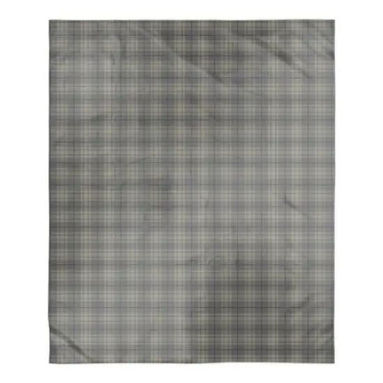 Dark Gray Plaid Sherpa Fleece Blanket {1}