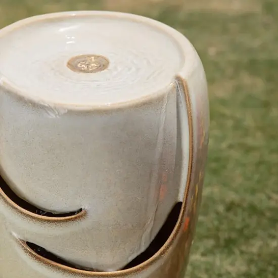 Glitzhome&reg; 21" Sand Beige LED Ceramic Fountain {5}