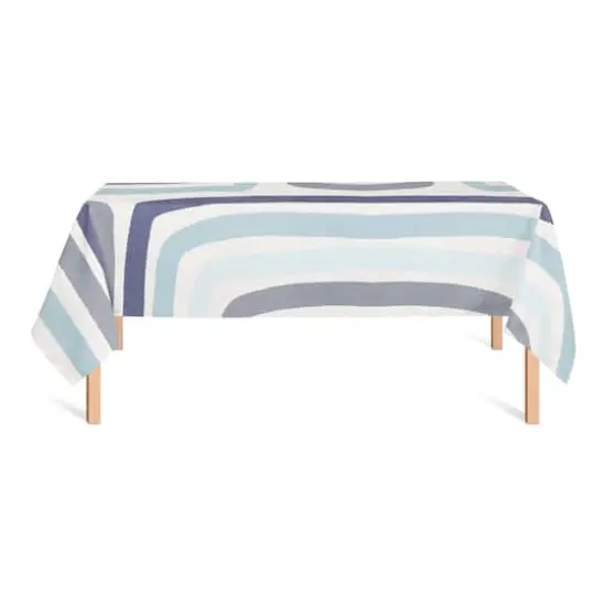 102" Abstract Blue Stripes Tablecloth {1}