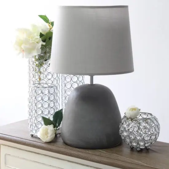 Simple Designs&trade; 17" Round Concrete Table Lamp Gray {5}